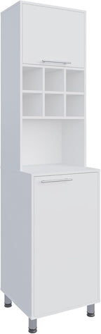 Kitchen Pantry with 2 Doors 4 Legs 8 Shelves White | FSC and CARB compliant engineered wood construction
