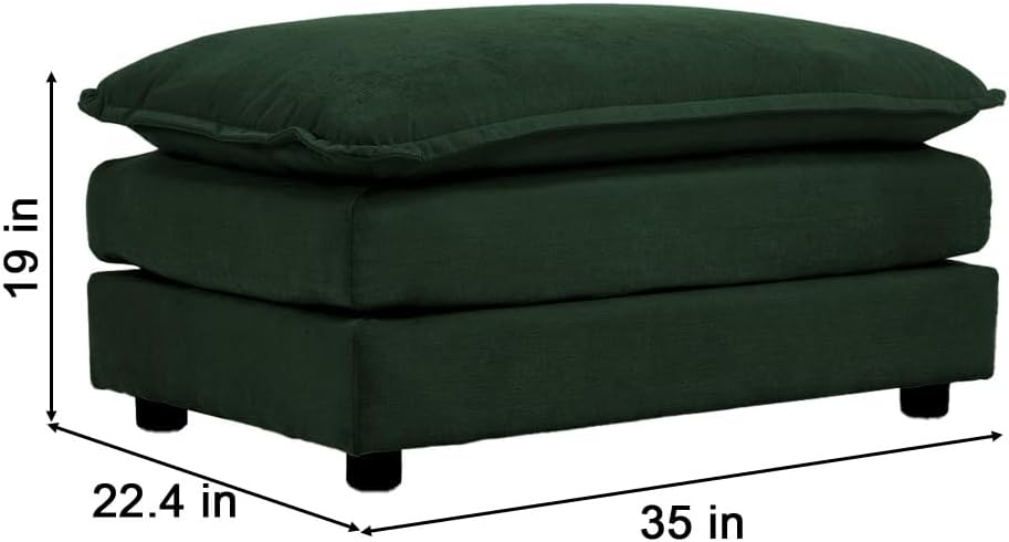 Chenille Ottoman Footrest for 2, 3, and 4 Seater Sofas, Green (Green + Chenille + 1 Seat-1)