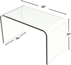 Acrylic Side Table - C Shaped End Table - Multipurpose Modern Furniture for Living Rooms and Offices by Lavish Home (Clear)