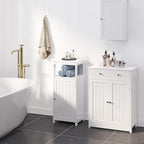 Yaheetech Free Standing Bathroom Cabinet with 1 Drawer 2 Doors and Adjustable Shelf, Wooden Entryway Storage Cabinet, 11.8D x 23.6W x 31.5H in, White