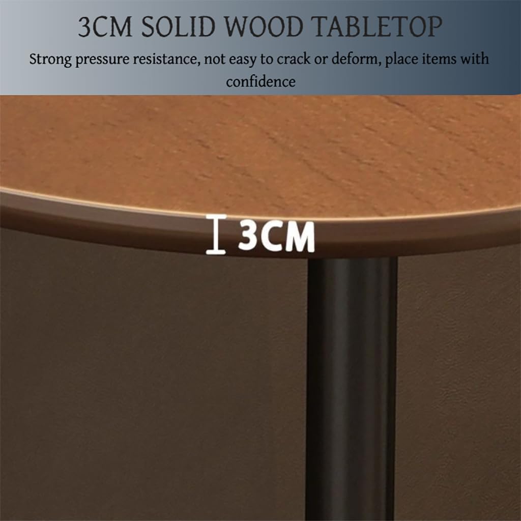 C Shaped End Table, Sofa Side Table with Metal Base, Solid Wood Side Table Suitable for Living Room, Bedroom, Small Space(50 * 33 * 65cm)