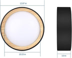 DAKASON LED Flush Mount Ceiling Light Fixture 12.5'' 25W 1500LM, 3000/4000/5000K CCT Selectable, Painted Woodgrain and Black Frame, Dimmable Modern LED Ceiling Light for Kitchen, Hallway, Living Room