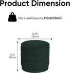 15.4" Round Velvet Storage Ottoman with Reversible Lid, Upholstered Circular Ottoman Footrest with Hidden Storage, Foldable Padded Footstool for Dorm Living Room & Bedroom, Bottle Green