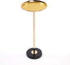 Adjustable Side Table, Small Tea Martini Table, Gold, Natural Marble Decorative Pedestal End Table for Display and Storage (Gold + Large)
