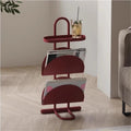 Stylish Iron Multi-Functional Side Table, End Table with Stable Base, Small Nightstand, Storage Shelf for Living Room, Office(Red)