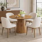 45" Round Dining Table, Round Pedestal Dining Table for 4 | One-Piece Round Tabletop, Wood Grain Finish, Stable Pedestal Base, Easy Assembly, for Kitchen Dining Room