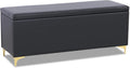 FHFO 52.9" Storage Ottoman Bench, End of Bed Storage Bench, Black | Faux Leather Upholstered | Large Capacity | Durable Fabric | Solid Wood Frame
