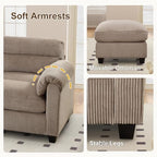 HAOMARKETS Corduroy Sofa Set, Upholstered Ottoman Footrest, Modern Living Room Furniture Sets,Brown