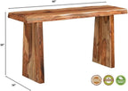 Pemberly Row Solid Wood 3-Piece Table Set, Live Edge Sheesham Hardwood, Brown Finish, Includes Coffee Table, Console Table, and Square End Table, Modern Double Pedestal Base, Rustic Living Room