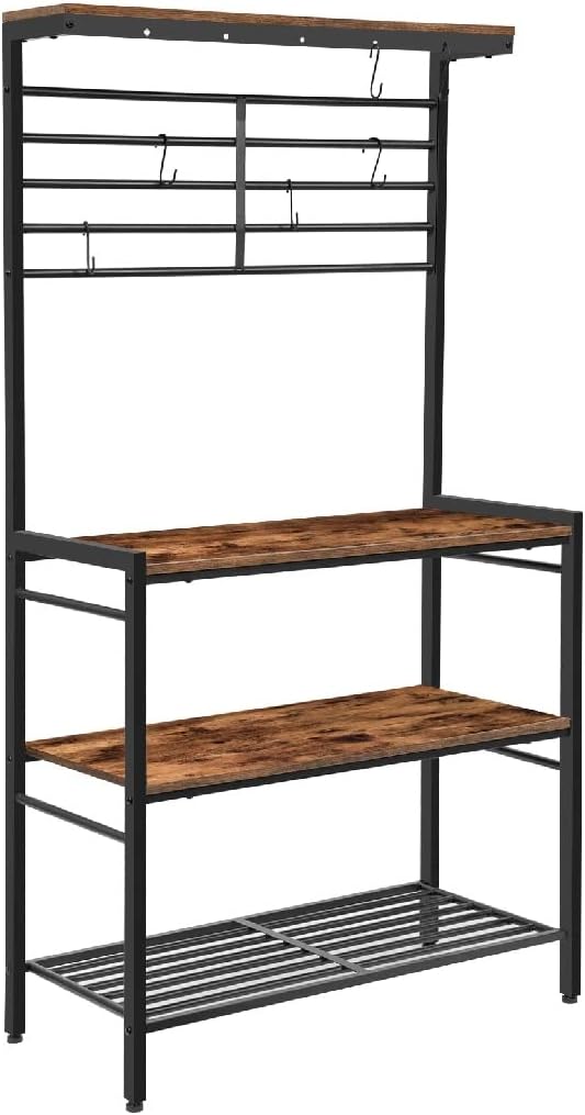 Rack With Hooks Kitchen Storage Shelf With High Display Shelves And Mesh Panel Island