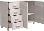 White Solid Pinewood and MDF Sideboard with 4 Drawers and 2 Doors, Modern Storage Cabinet for Dining Room Living Area Hallway Entryway Buffet Console