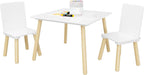 ALEVINE 3 Piece Square Back Kids Table Set | Kids wooden table and chair set with animal-themed chairs, designed for play, learning, crafts, and activities.