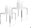 Acrylic 15 Inch Small Stool Set of 2,Multi-Use as Shower/Water-Resistant Stool,Clear Footstool for Bathroom, Seating and Placing Items (10.6" D x 15.7" W x 14.1" H（2PCS)