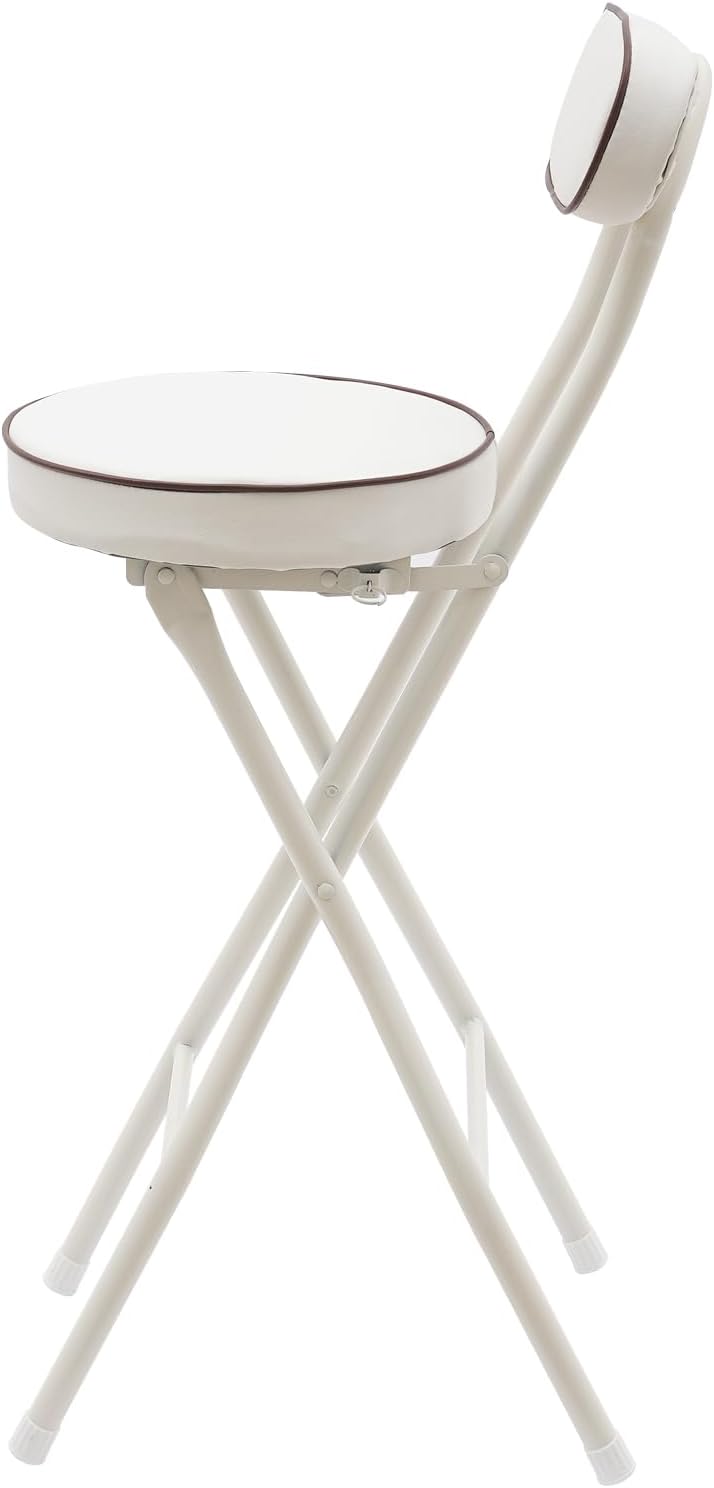 LOYALHEARTDY 2 Pcs Folding Stool, 25.6 in Cushioned Padded Folding Stool Portable Bar Stool with Back for Camping Kitchen Home Office (White)