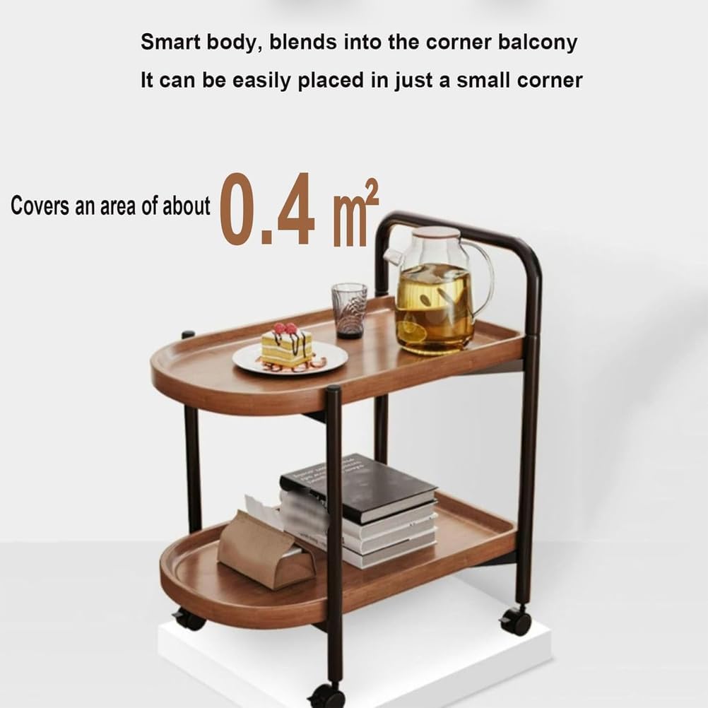 2-Tier Side Table with Handle and Faux Marble Shelves, Couch Movable Bedside Table, Utility Cart Serving Cart with Wheels, Utility Snack Storage Organizer Serving Cart for Home Kitchen,White