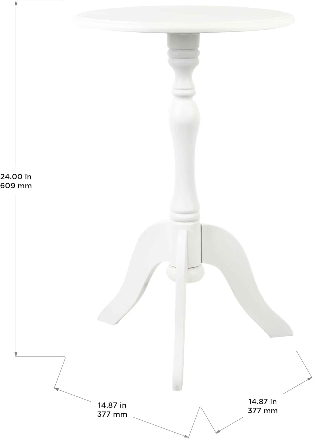 Decor Therapy Simplify Round Pedestal Accent Table, 24" x 15" x 15", White