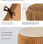 Brown Craft Paper Potable Stool - Folded Like A Book for Space Saving - Foot Stool Rest, Extra Seat for Living Room, Study, Bookstore, Cloth Store (13.75Inch)