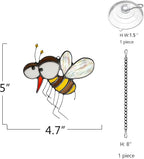 BOXCASA Honey Bee Suncatcher,Bee Stained Glass Suncatcher for Window Hanging Mosquito Decor,Bumblebee Wall Decor for Home Kitchen Bedroom, Bee Themed Gifts for Mom,Grandma or Friends