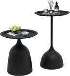 Round Coffee Table and End Table Sets for Living Room, Black Modern Side Table, Modern Table Bedside Set, Livingroom Table Sofa Metal Table End Tables