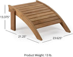 TITAN GREAT OUTDOORS Savannah Grade A Teak Adirondack Ottoman, Patio Lounge Stool for Deck, Porch, or Backyard, Indoor Outdoor Use, Weather Resistant, Gently Curved Back with Tight Slats