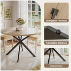 ChooChoo 47.2 Inch Round Dining Table for 4 | Farmhouse Wood Kitchen Table, Circle Dinner Table for Kitchen & Dining Room, Natural Oak