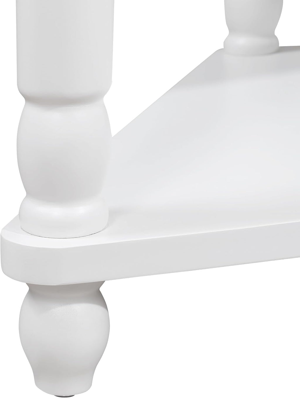 Small Triangle Corner Table Wood Corner Side Tables with Drawer & 2 Open Shelves 3 Tier End Corner Table with Solid Wood Legs for Small Spaces Living Room - Milk White