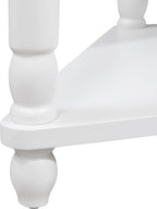 Small Triangle Corner Table Wood Corner Side Tables with Drawer & 2 Open Shelves 3 Tier End Corner Table with Solid Wood Legs for Small Spaces Living Room - Milk White