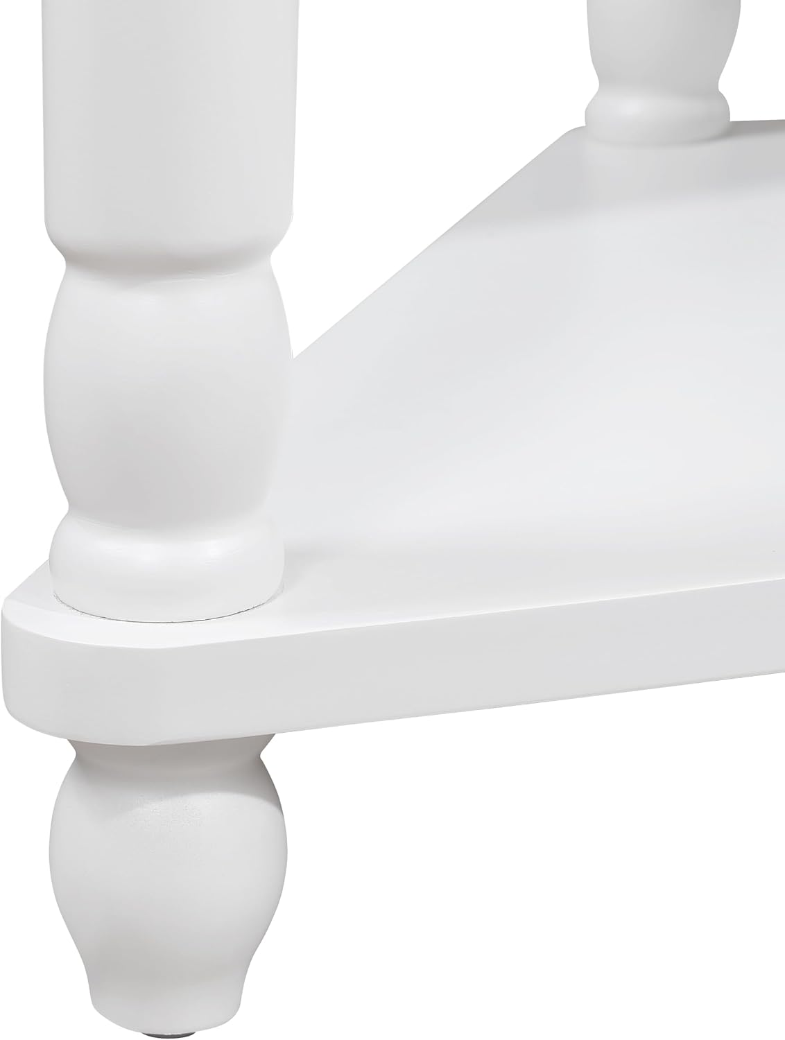 Small Triangle Corner Table Wood Corner Side Tables with Drawer & 2 Open Shelves 3 Tier End Corner Table with Solid Wood Legs for Small Spaces Living Room - Milk White