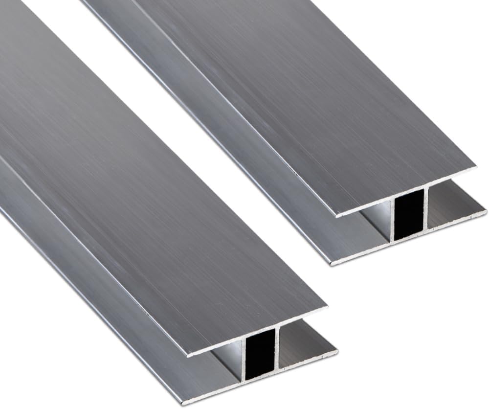 Aluminum H Connectors - Fits 4mm, 6mm, 8mm, or 10mm Twin-Wall Greenhouse Panels, Join 2 Pieces of Panels Together, 4-Foot Length, 10 Pieces (10mm Aluminum H Connectors - 4ft)