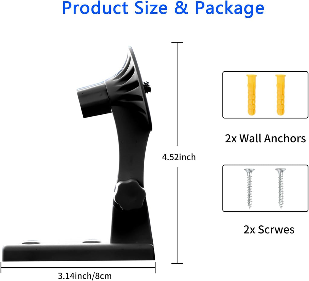 2 Pack Adjustable Wall Mount Compatible with Wyze Cam Pan V3/V4, Black | 180 Degree Swivel Adjustable Mount Camera Wall/Ceiling Indoor/Outdoor Mounting Bracket for Blink Mini Pan-Tilt Camera