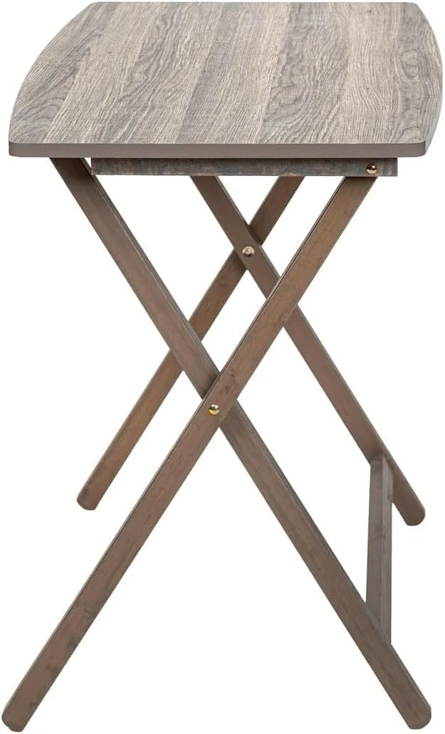 Oversized Rustic Gray Folding Tray Table, 23.5 x 18 Inch Surface