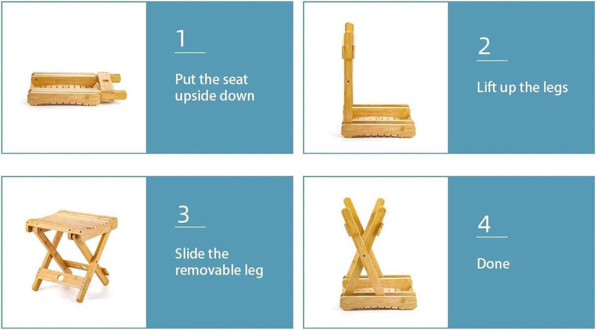 Foldable Bamboo Stoo l Outdoor Camping Stoo l Fishing Chair Stoo l Bamboo Step Stoo l Wood Stoo l Folding Wood Chair for Living Room Bathroom Bedroom Garden Study Balcony