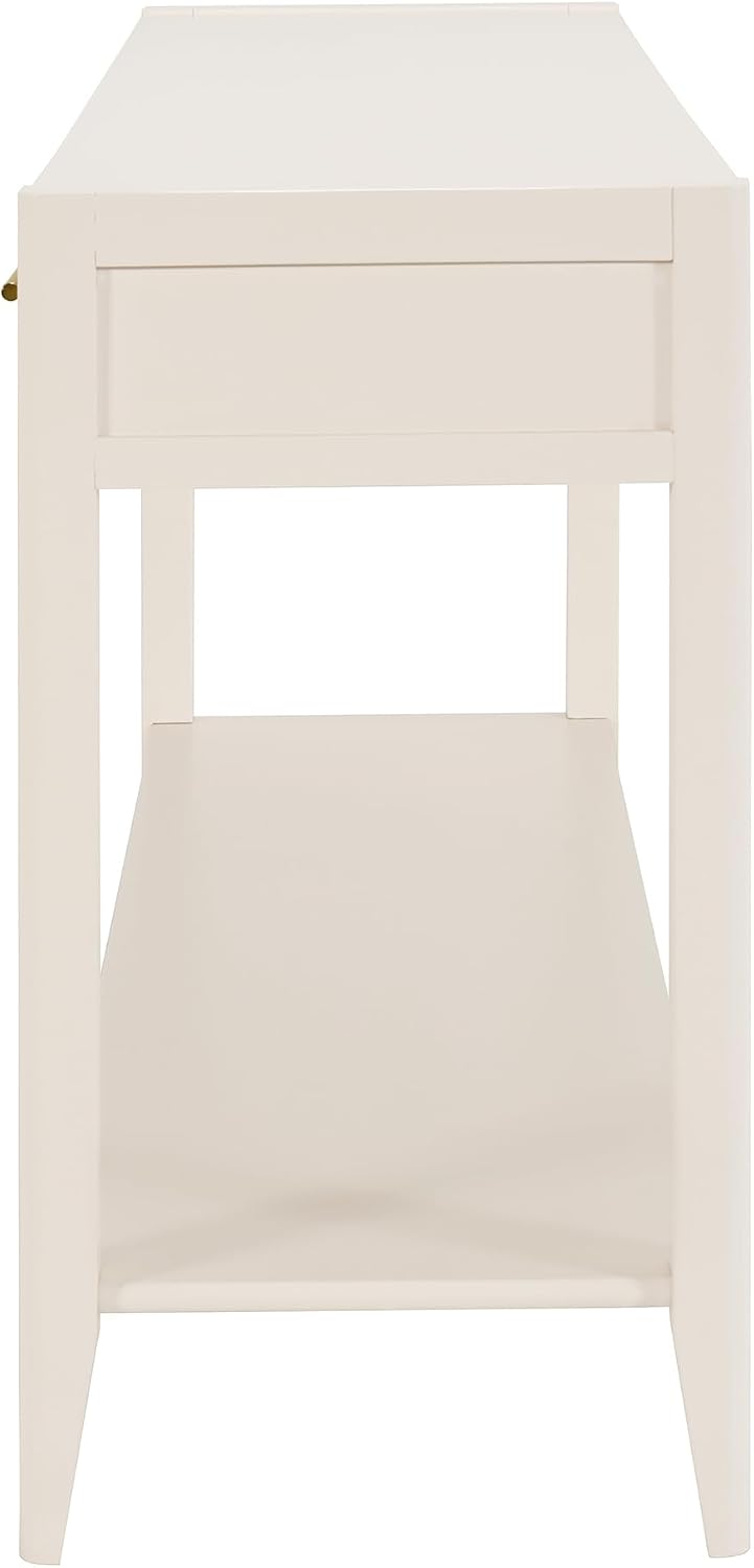 Knocbel Entryway Console Table with 3 Vertical Stripe Drawers and Storage Bottom Shelf, Sofa End Table with Sturdy Long Legs for Living Room Hallway, 15.7" D x 60" W x 31.4" H Beige