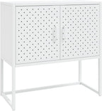 White Steel Sideboard with Adjustable Levelers, Modern Rectangular Storage Cabinet for Living Room and Dining Room, Sturdy Powder-Coated Steel Construction, Sleek Minimalist