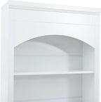 Modern 83.7inch High Kitchen Pantry, Freestanding Tall Kitchen Hutch with Faux Marble Top, Display Cupboard Cabinet with 5 Storage Drawers and Adjustable Shelf (White-073)