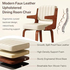 Dining Chairs Set of 4,Mid Century Modern Kitchen Chair with Hanging Arm | Set of 4 Dining Chairs, Mid Century Modern Faux Leather Upholstered Kitchen Chair, Walnut Legs Back for Dining Room Living