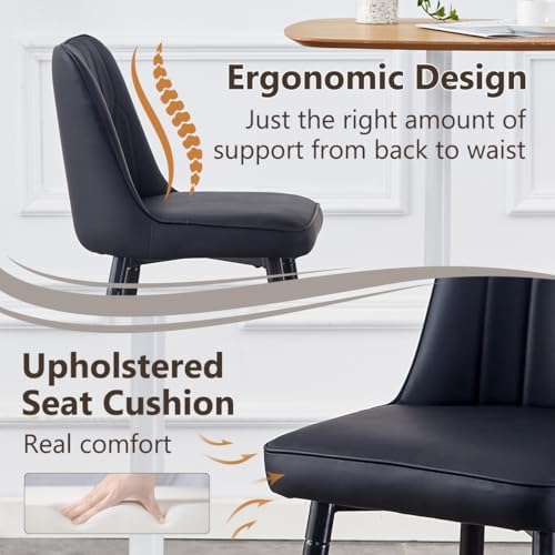 Bar Stools Set of 4,Counter Height Bar Stools with Back,Modern Faux Leather Kitchen Stools,27"Black Bar Stool with Stable Metal Leg,Armless Counter Height Chair for Kitchen Island Coffee Corner