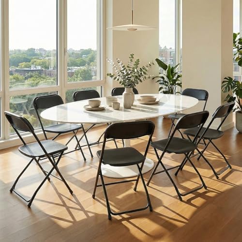 DUMOS Folding Chairs Sets of 20, Portable Chairs, Home Office | 330lbs Stackable Fold Up for Indoor Outdoor Patio Camping Party Garden Wedding, Black