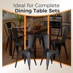 Metal Dining Chairs with Backrest, Stackable, Matte Black, 6 Pack | Easy Assembly, Non-Slip Feet, 330 lb Capacity, Kitchen, Restaurant, Cafe, Pub, Covered Patio