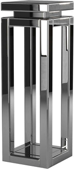 Howard Elliott Collection Small Silver Mirrored Pedestal Accent Table for Home Decoration, Mirrored Finish Design End Table for Bedroom, Entryway or for Any Room, 12 x 12 x 28 Inches