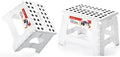 ACSTEP 7.5 and 9 Inch Folding Step Stool 2-Piece Set, 165/300 LB Capacity Plastic Foldable Stools with Handle, Non-Slip Step Stool, Home Use (White & White)
