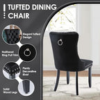 5 Pieces Modern Luxury Glass Dining Set, Minimalist Rectangle Dinner Room Set for 4, 47'' Black Glass Top Kitchen Table Set with Black Tufted Chairs, for Small Apartment Home