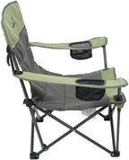 Quilted Double Camping Chair and Single Camping Chair with Padded Seat and Back for Camping/Hiking/Backpacking – Available in Low and Standard Heights (Low Chair (Gray/Asparagus))
