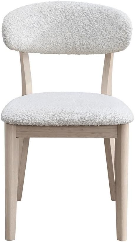 2Pcs Upholstered Wood Dining Chair, White Wash Color
