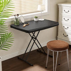 30 Inch Folding Table, Adjustable Height TV Tray for Small Spaces, Heavy Duty Foldable Utility Table for Laptop, Dining, Camping, No Assembly, 200 lbs Capacity, Black Granite