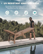 SERWALL HDPE Outdoor Lounge Chair Set of 2 with Cup Holder, Brown | with 5 Position Adjustable Backrest & Rolling Wheels