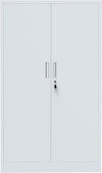 iJINGUR Metal Storage Cabinet with Locking Doors and Adjustable Shelves, 53.5-Inch Tall Lockable Storage Cabinets for Home Office Garage Kitchen Pantry (White)