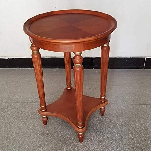 Telephone Table, End Table European Sofa Side Table,Solid Wood Coffee Table,Round Small Telephone Table for Home -515171cm(Color:Light Brown,Size:20.1720.1727.95in)