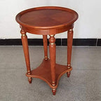 Telephone Table, End Table European Sofa Side Table,Solid Wood Coffee Table,Round Small Telephone Table for Home -515171cm(Color:Light Brown,Size:20.1720.1727.95in)