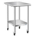 Stainless Steel Table with Wheels 24 x 18 Inch Commercial Stainless Steel Prep Table, Metal Table for Kitchen Restaurant Garage